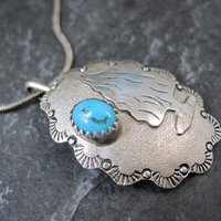 Southwestern Turquoise Arrowhead Pendant Necklace Vintage Sterling Silver