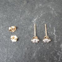 Vintage 4mm Star Cz Stud Earrings 14K Gold Filled New Old Stock