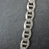 Heavy 7mm Italian Sterling Mariner Chain Necklace 31 Inches Estate Silver