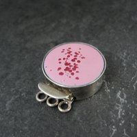 Vintage Sterling Silver Pink Art Glass 3 Strand Box Clasp