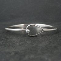 Vintage Sterling Silver Bangle Bracelet Eye & Hook Clasp 7.25"