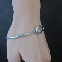Vintage Sterling Silver Bangle Bracelet Eye & Hook Clasp 7.25"