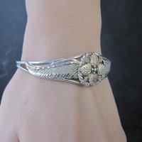 Vintage Mount Rushmore Black Hills Gold & Silver Cuff Bracelet 6"