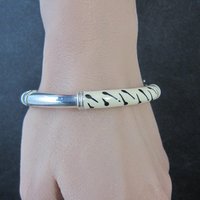Italian Sterling Enamel Bangle Bracelet 6.5 Inches