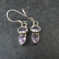 Dainty Pink & Purple Amethyst Earrings Sterling Silver