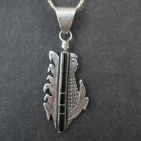 Vintage Inlaid Corn Maiden Pendant Necklace Southwestern Sterling Silver