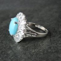 Uncas Sterling Silver Turquoise Cocktail Ring Size 10
