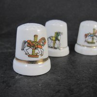 Set of 6 Carousel Horse Thimbles Vintage Porcelain