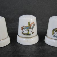 Set of 6 Carousel Horse Thimbles Vintage Porcelain