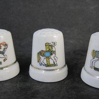 Set of 6 Carousel Horse Thimbles Vintage Porcelain