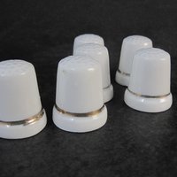 Set of 6 Carousel Horse Thimbles Vintage Porcelain