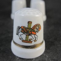 Set of 6 Carousel Horse Thimbles Vintage Porcelain