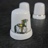 Set of 6 Carousel Horse Thimbles Vintage Porcelain