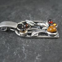 Vintage Sterling Silver Amber Frog Pendant