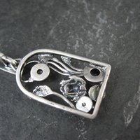 Vintage Sterling Silver Amber Frog Pendant