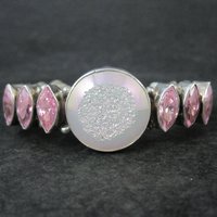 Contemporary Navajo Druzy Pink Tourmaline Cuff Bracelet Ronnie Willie 6.5"