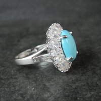 Uncas Sterling Silver Turquoise Cocktail Ring Size 10