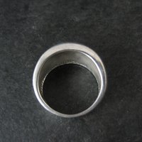 Wide Mother of Pearl Sterling Silver Band Ring Size 8 Vintage