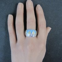 Wide Mother of Pearl Sterling Silver Band Ring Size 8 Vintage