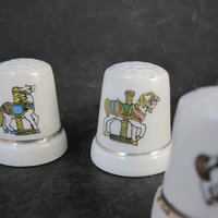 Set of 6 Carousel Horse Thimbles Vintage Porcelain
