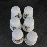 Set of 6 Carousel Horse Thimbles Vintage Porcelain