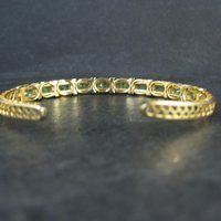 Estate Vermeil Peridot Cuff Bracelet 7" Sterling Silver 14 Carats