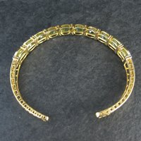 Estate Vermeil Peridot Cuff Bracelet 7" Sterling Silver 14 Carats