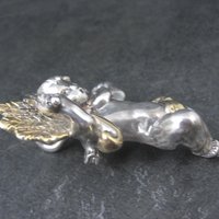 Vintage Bat-Ami Sterling Silver and Gold Vermeil Cherub Angel Pin Pendant
