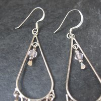 Long Vintage Sterling Pink Crystal Earrings