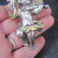 Vintage Bat-Ami Sterling Silver and Gold Vermeil Cherub Angel Pin Pendant