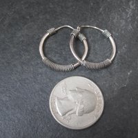 Y2K Bali Sterling Silver Hoop Earrings 1"