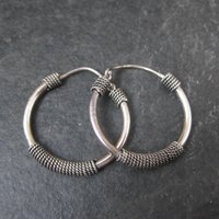 Y2K Bali Sterling Silver Hoop Earrings 1"