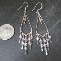 Long Vintage Sterling Pink Crystal Earrings
