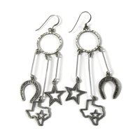 Vintage Sterling Texan Cowgirl Earrings