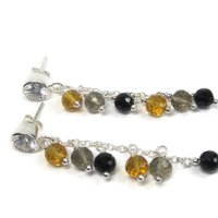 Earthy Sterling Crystal Dangle Earrings