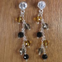 Earthy Sterling Crystal Dangle Earrings