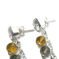 Earthy Sterling Crystal Dangle Earrings