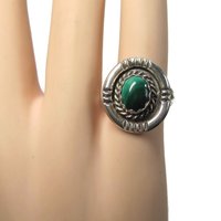 Vintage Malachite Ring Navajo Sterling Size 6