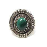 Vintage Malachite Ring Navajo Sterling Size 6