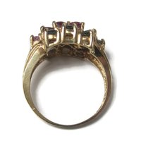 Unusual Vintage 10K Ruby Spinel Topaz Cluster Ring Size 7