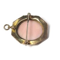 Antique 10K Carved Pink Cameo Brooch Pendant