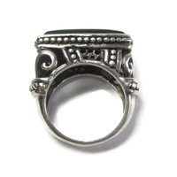 Gothic Vintage Sterling Onyx Filigree Ring Size 6