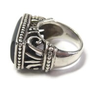 Gothic Vintage Sterling Onyx Filigree Ring Size 6