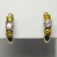 Vintage 14K .70 Ctw Fancy Yellow Diamond Earrings