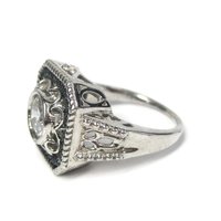 Chunky Handset 1.25 Carat Cubic Zirconia Blue Diamond Cocktail Halo Ring Size 9