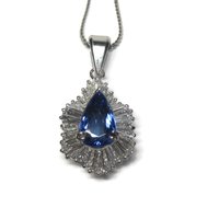 Estate 14K Tanzanite and Diamond Pendant Necklace 5.5 Carats