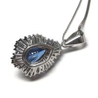 Estate 14K Tanzanite and Diamond Pendant Necklace 5.5 Carats