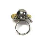 Vintage Artisan Sterling Baltic Egg Yolk Amber Beetle Bug Ring
