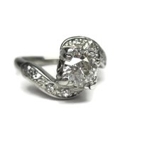 Antique Platinum .69 Carat Diamond Pinky Ring Size 2.5