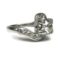 Antique Platinum .69 Carat Diamond Pinky Ring Size 2.5